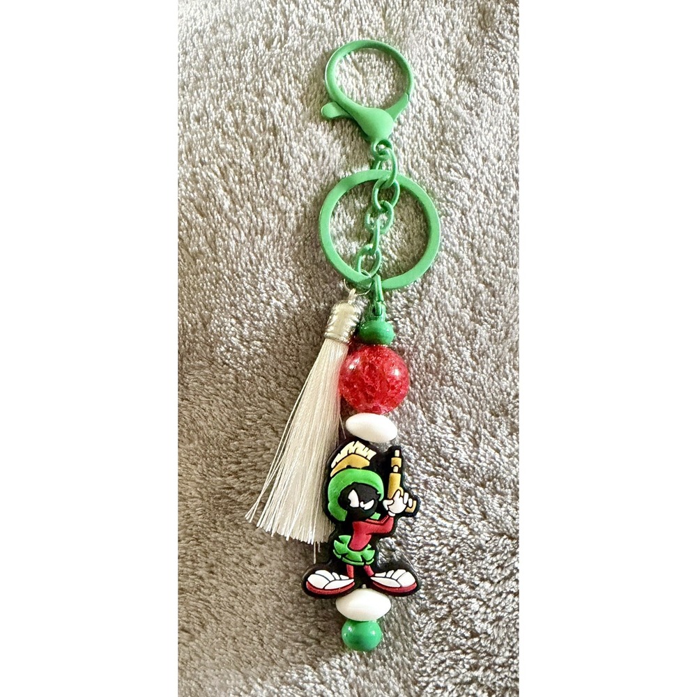 Silicone Focal Beadable Keychain - Marvin Martian with tassel
